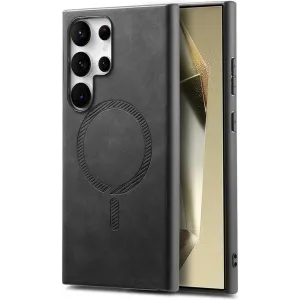 Coque arrière Phonesta Retro Vegan Leather MagSafe pour Samsung Galaxy S25 Ultra - Noir