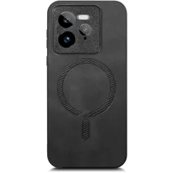 Coque arrière Phonesta Retro Vegan Leather MagSafe pour Realme GT 7 Pro - Noir