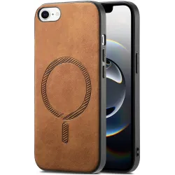 Coque arrière Phonesta Retro Vegan Leather MagSafe pour Apple iPhone 17e/16e - Marron