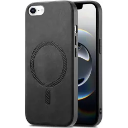 Coque arrière Phonesta Retro Vegan Leather MagSafe pour Apple iPhone 17e/16e - Noir