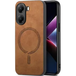 Coque arrière Phonesta Retro Vegan Leather MagSafe pour Xiaomi Poco X7 Pro - Marron