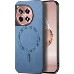 Coque arrière Phonesta Retro Vegan Leather MagSafe pour OnePlus 12R - Bleu