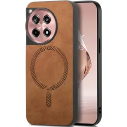 Coque arrière Phonesta Retro Vegan Leather MagSafe pour OnePlus 12R - Marron