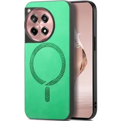 Coque arrière Phonesta Retro Vegan Leather MagSafe pour OnePlus 12R - Vert