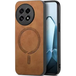 Coque arrière Phonesta Retro Vegan Leather MagSafe pour OnePlus 13 - Marron