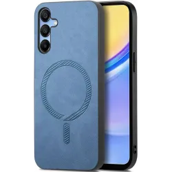 Coque arrière Phonesta Retro Vegan Leather MagSafe pour Samsung Galaxy A16 - Bleu