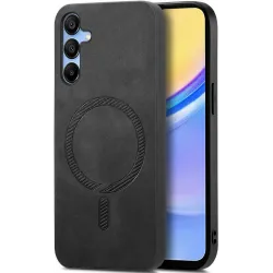 Coque arrière Phonesta Retro Vegan Leather MagSafe pour Samsung Galaxy A16 - Noir