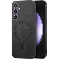 Coque arrière Phonesta Retro Vegan Leather MagSafe pour Samsung Galaxy S24 FE - Noir