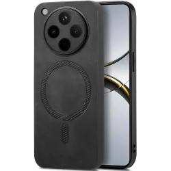 Coque arrière Phonesta Retro Vegan Leather MagSafe pour Oppo Find X8 Pro - Noir