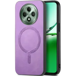 Coque arrière Phonesta Retro Vegan Leather MagSafe pour Oppo Reno12 F/Reno12 FS - Violet