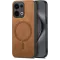 Coque arrière Phonesta Retro Vegan Leather MagSafe pour Oppo Reno13 - Marron