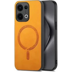 Coque arrière Phonesta Retro Vegan Leather MagSafe pour Oppo Reno13 - Orange