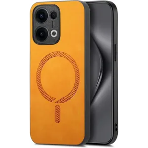 Coque arrière Phonesta Retro Vegan Leather MagSafe pour Oppo Reno13 - Orange