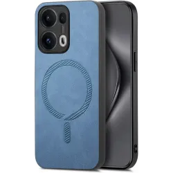 Coque arrière Phonesta Retro Vegan Leather MagSafe pour Oppo Reno13 Pro - Bleu