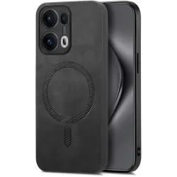 Coque arrière Phonesta Retro Vegan Leather MagSafe pour Oppo Reno13 Pro - Noir