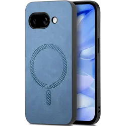 Coque arrière Phonesta Retro Vegan Leather MagSafe pour Google Pixel 9a - Bleu