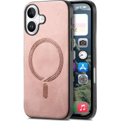 Coque arrière Phonesta Retro Vegan Leather MagSafe pour Apple iPhone 16 - Rose