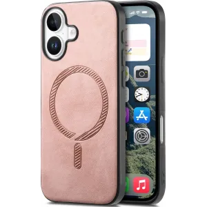 Coque arrière Phonesta Retro Vegan Leather MagSafe pour Apple iPhone 16 - Rose