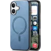 Coque arrière Phonesta Retro Vegan Leather MagSafe pour Apple iPhone 16 Plus - Bleu