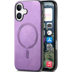 Coque arrière Phonesta Retro Vegan Leather MagSafe pour Apple iPhone 16 Plus - Violet