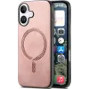 Coque arrière Phonesta Retro Vegan Leather MagSafe pour Apple iPhone 16 Plus - Rose
