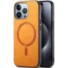 Coque arrière Phonesta Retro Vegan Leather MagSafe pour Apple iPhone 16 Pro - Orange
