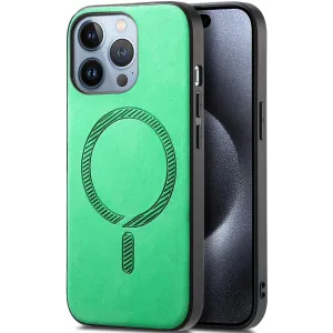 Coque arrière Phonesta Retro Vegan Leather MagSafe pour Apple iPhone 16 Pro Max - Vert