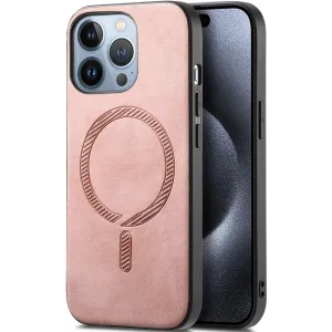 Coque arrière Phonesta Retro Vegan Leather MagSafe pour Apple iPhone 16 Pro Max - Rose