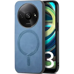 Coque arrière Phonesta Retro Vegan Leather MagSafe pour Xiaomi Redmi A3 - Bleu