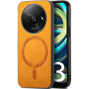 Coque arrière Phonesta Retro Vegan Leather MagSafe pour Xiaomi Redmi A3 - Orange