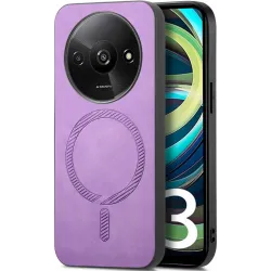 Coque arrière Phonesta Retro Vegan Leather MagSafe pour Xiaomi Redmi A3 - Violet