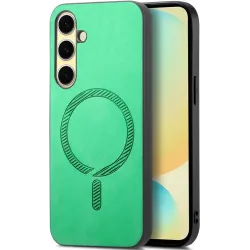 Coque arrière Phonesta Retro Vegan Leather MagSafe pour Samsung Galaxy A36/A56 - Vert