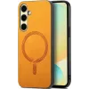 Coque arrière Phonesta Retro Vegan Leather MagSafe pour Samsung Galaxy A36/A56 - Orange