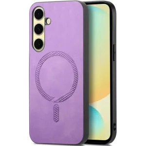 Coque arrière Phonesta Retro Vegan Leather MagSafe pour Samsung Galaxy A36/A56 - Violet