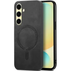 Coque arrière Phonesta Retro Vegan Leather MagSafe pour Samsung Galaxy A36/A56 - Noir