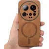 Coque arrière Phonesta Retro Vegan Leather MagSafe pour Xiaomi 15 Ultra - Marron 2