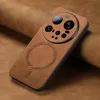 Coque arrière Phonesta Retro Vegan Leather MagSafe pour Xiaomi 15 Ultra - Marron 3