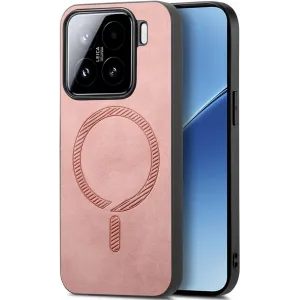 Coque arrière Phonesta Retro Vegan Leather MagSafe pour Xiaomi 15 - Rose