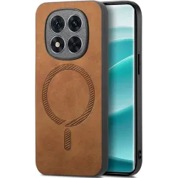 Coque arrière Phonesta Retro Vegan Leather MagSafe pour Xiaomi Redmi Note 14 Pro 5G / Xiaomi Poco X7 - Marron