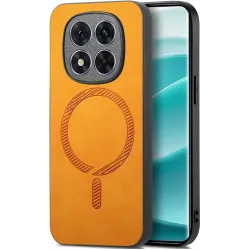 Coque arrière Phonesta Retro Vegan Leather MagSafe pour Xiaomi Redmi Note 14 Pro 5G / Xiaomi Poco X7 - Orange