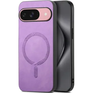 Coque arrière Phonesta Retro Vegan Leather MagSafe pour Google Pixel 10 / 10 Pro - Violet