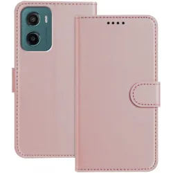 Coque portefeuille Phonesta Smooth Skin pour Motorola Moto G05 / Moto E15 - Or rose
