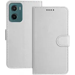 Coque portefeuille Phonesta Smooth Skin pour Motorola Moto G05 / Moto E15 - Argent