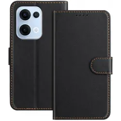 Coque portefeuille Phonesta Smooth Skin pour Oppo Reno13 - Noir