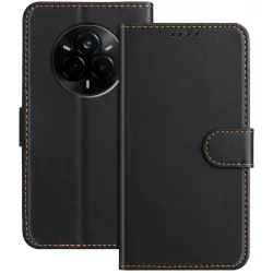 Coque portefeuille Phonesta Smooth Skin pour Realme 14 Pro - Noir