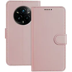 Coque portefeuille Phonesta Smooth Skin pour Realme 14 Pro Plus - Or rose