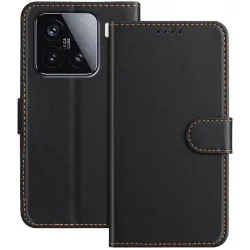 Coque portefeuille Phonesta Smooth Skin pour Xiaomi 15 - Noir