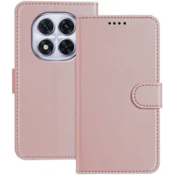 Coque portefeuille Phonesta Smooth Skin pour Xiaomi Redmi Note 14 Pro 4G - Or rose