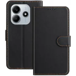 Coque portefeuille Phonesta Smooth Skin pour Xiaomi Redmi Note 14 5G / Xiaomi Poco M7 Pro - Noir