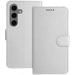 Coque portefeuille Phonesta Smooth Skin pour Samsung Galaxy S25 Plus/S24 Plus - Argent